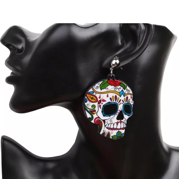 Jewelry - Colorful Halloween Acrylic Skull Earrings